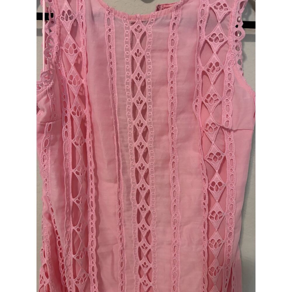 Endless Rose Pink Lace Overlay Dress Round Neck Lined Midi Sleeveless Sz L - Picture 7 of 16